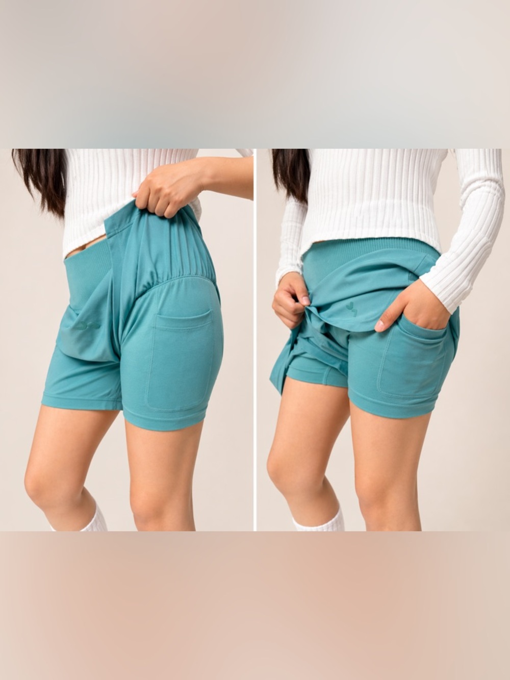 JoyLab Teal Layered Active Skort with Compression Liner